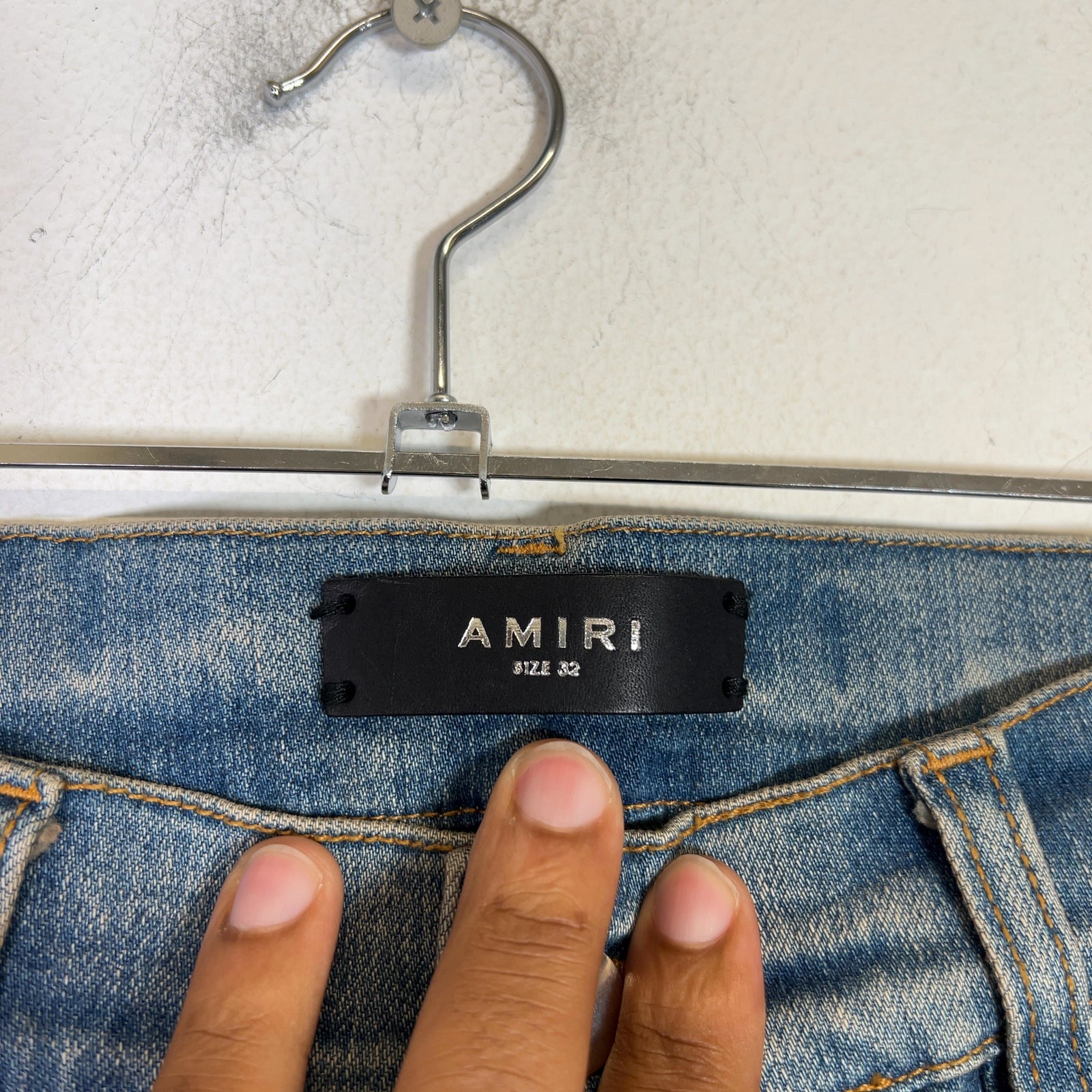 Amiri Clay Indigo Bandana Art Patch Denim Jeans