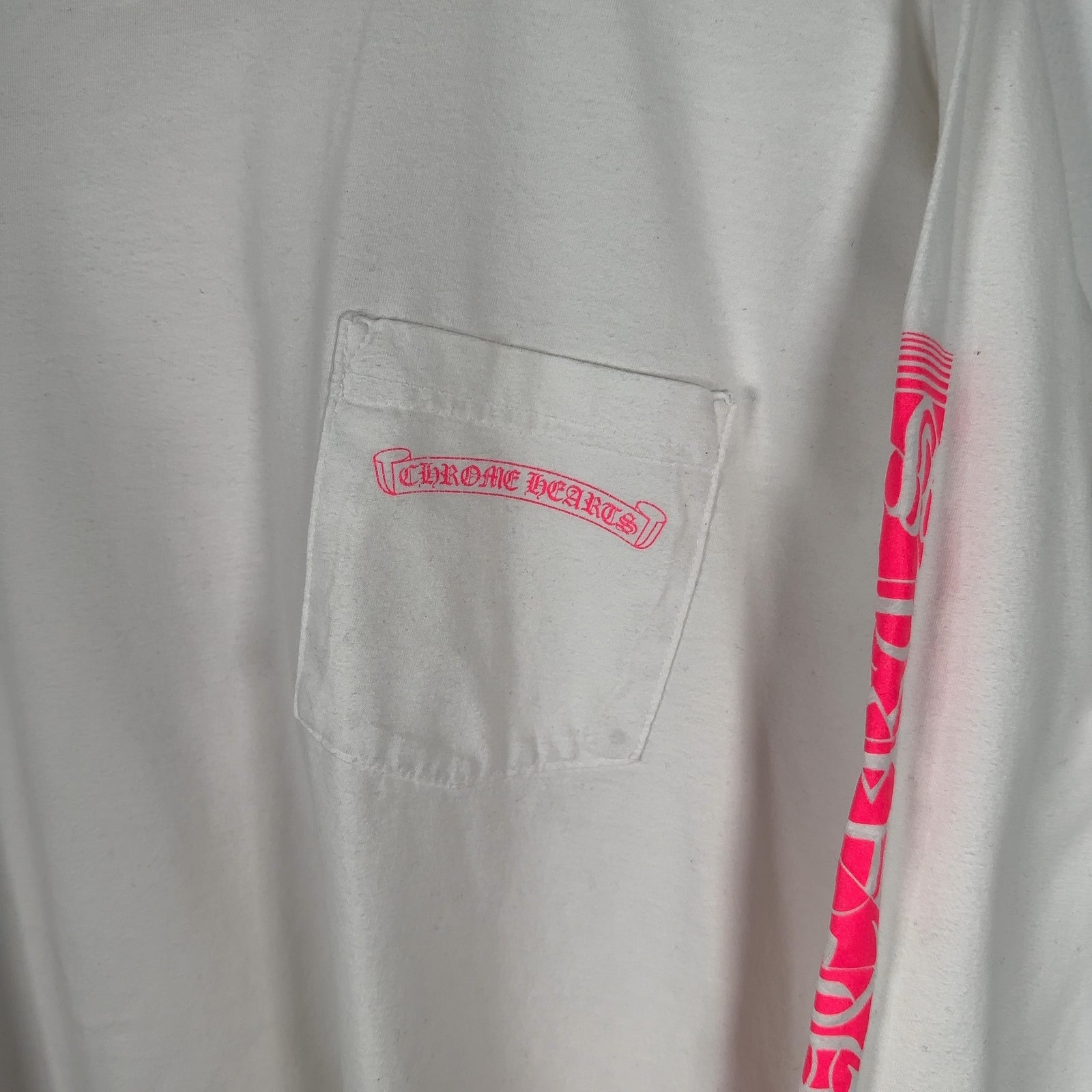 Chrome Hearts White/Pink Logo Long-Sleeve Shirt Size L