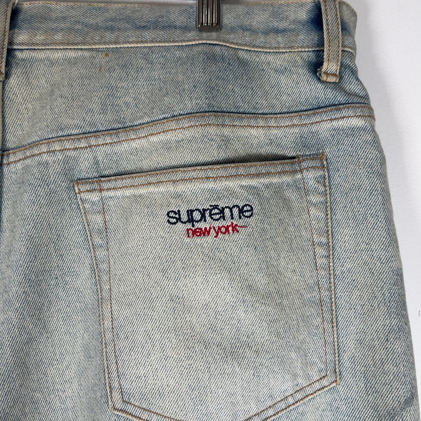 Supreme Embroidered 'New York' Denim Baggy Jeans