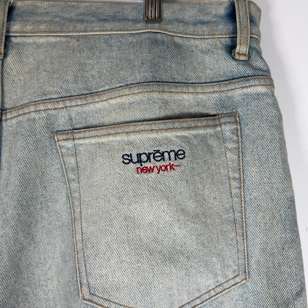 Supreme Embroidered 'New York' Denim Baggy Jeans