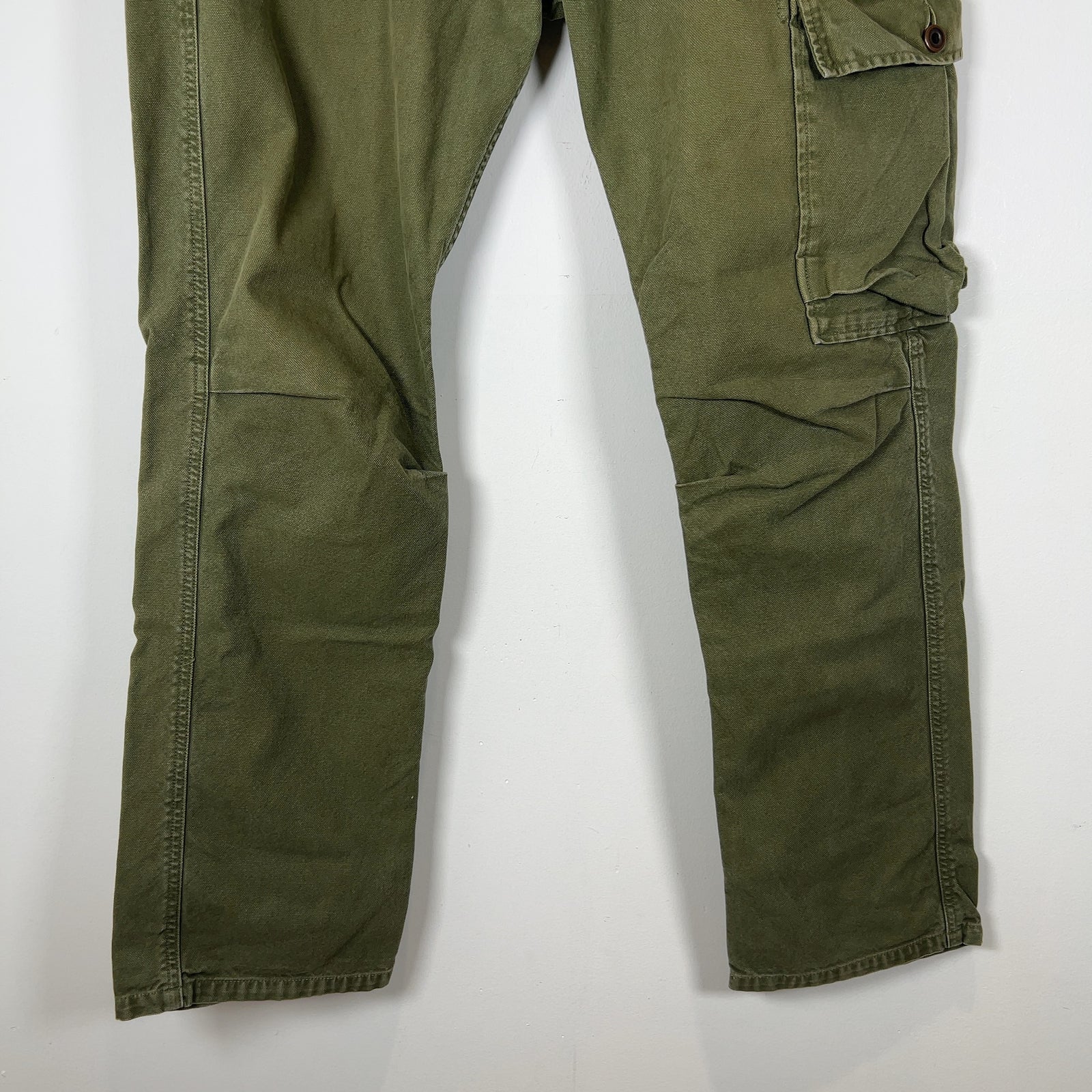Kapital Green Cargo Pocket Canvas Cargo Pants