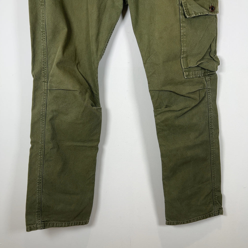 Kapital Green Cargo Pocket Canvas Cargo Pants
