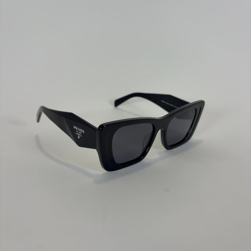 Prada Plaque Logo Wide Cat Eye Sunglasses