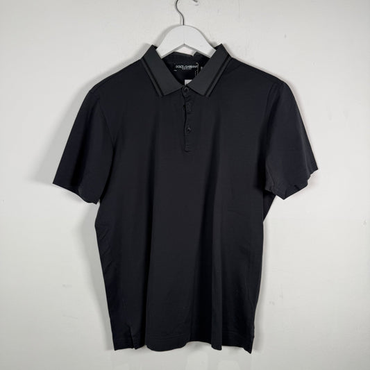 Dolce Gabbana 1/4 Button Black Polo Size M