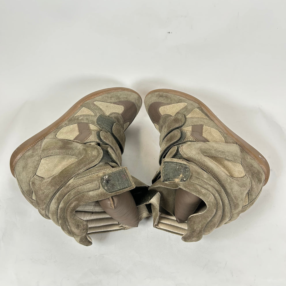 Isabel Marant Beige Leather Suede Bekket Sneaker Size 40