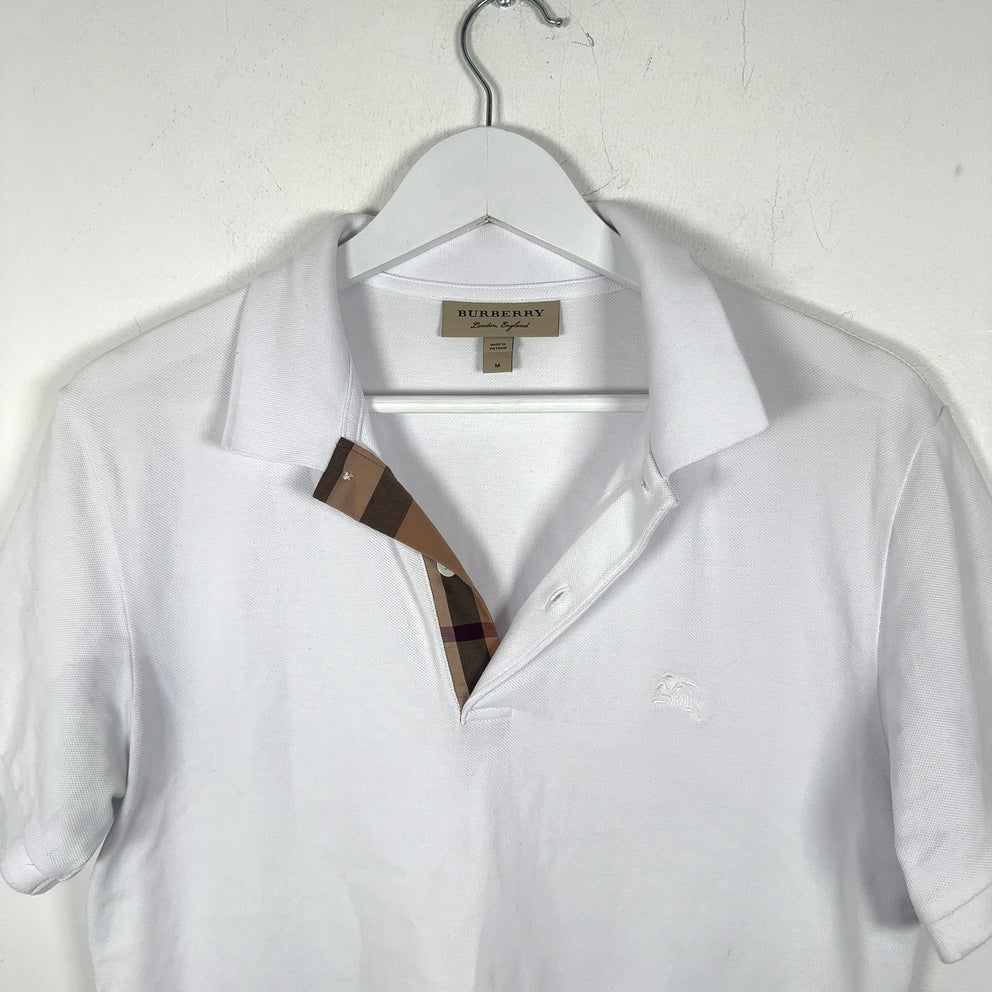 Burberry 1/4 Button White Polo