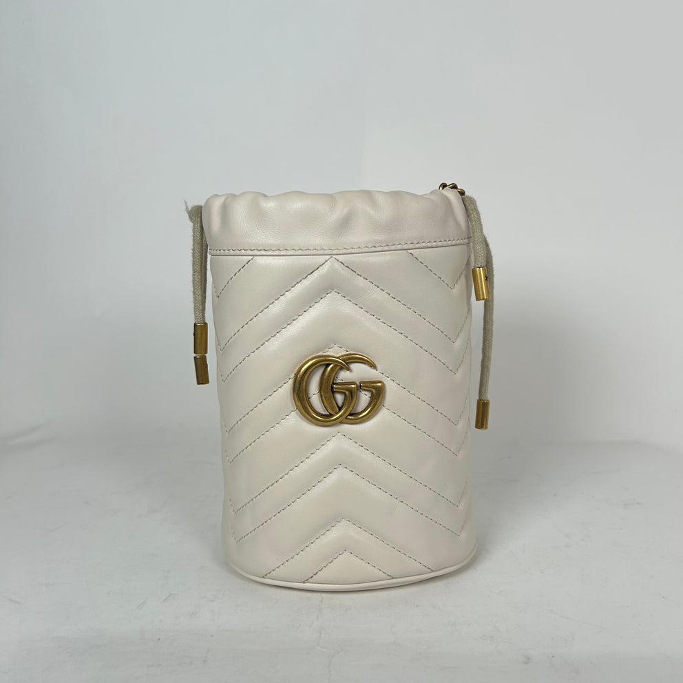 Gucci Marmont White Marmont Mini Bucket Bag