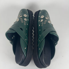 Toga Virilis Green Leather Studded Slides