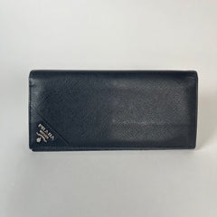 Prada Black Saffiano Leather Long Wallet