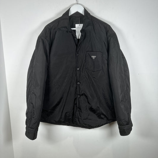Prada Re-Nylon Plaque Logo Puffer Shirt Size XL