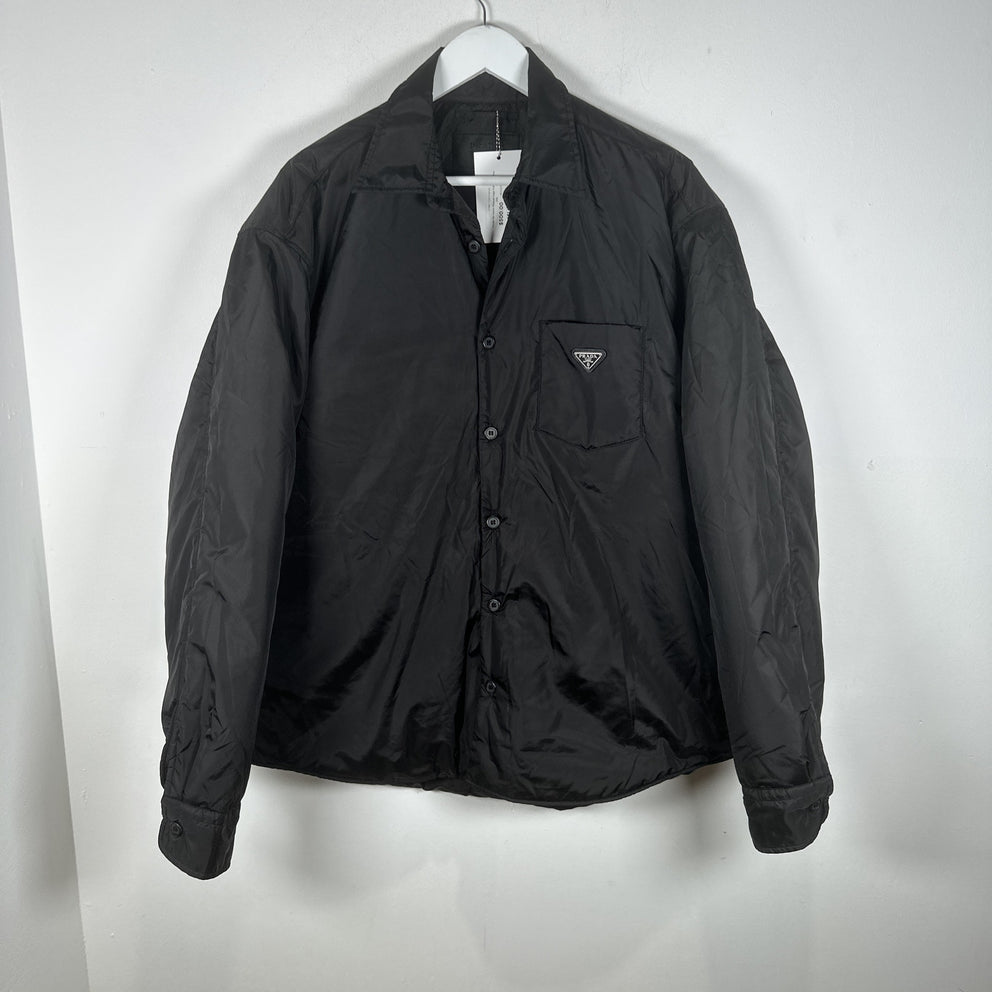 Prada Re-Nylon Plaque Logo Puffer Shirt Size XL