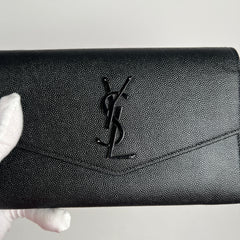 YSL Black Uptown Chain Wallet