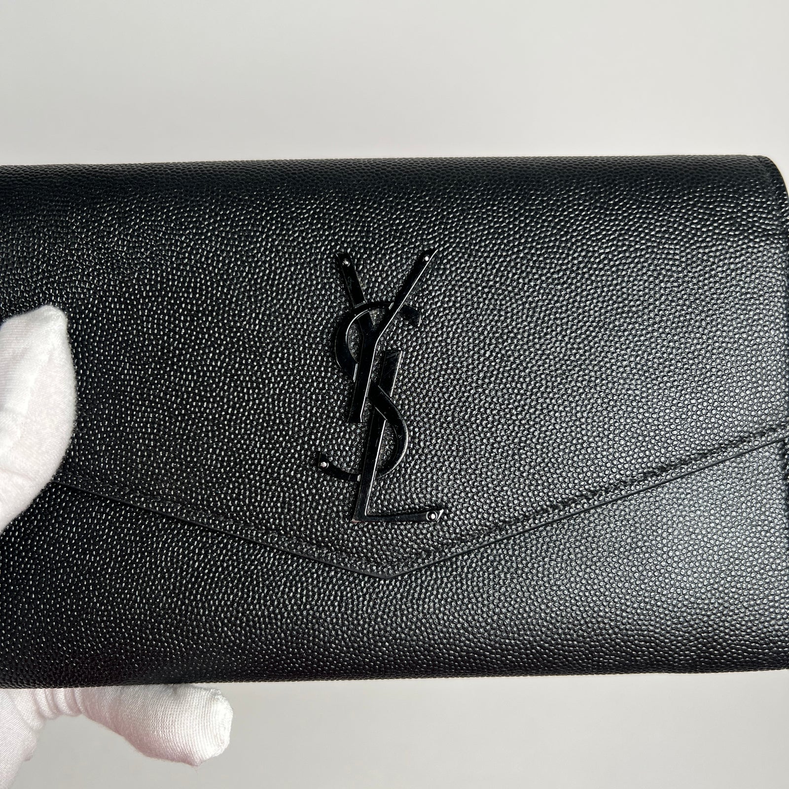 YSL Black Uptown Chain Wallet