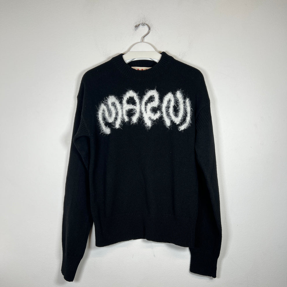 Marni Black/White Intarsia Wool Sweater Size 46