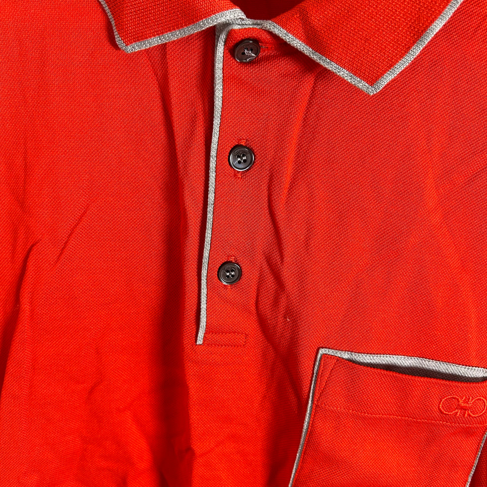 Ferragamo Orange Logo Pocket Polo Shirt Size S