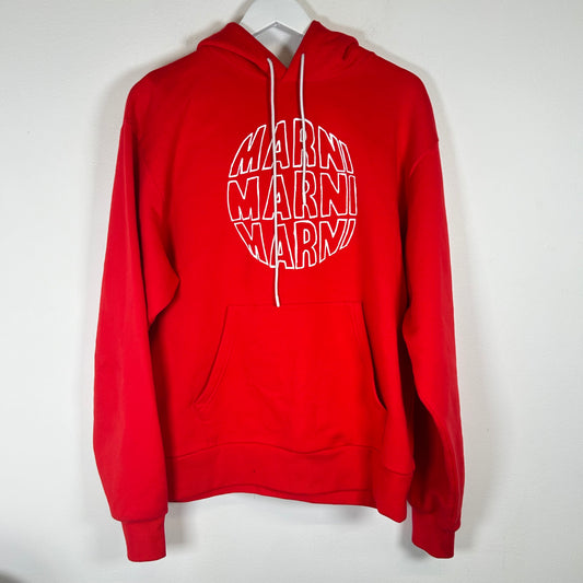 Marni Red Circular Logo Hoodie Size S