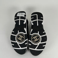 Chanel Dark Grey Knit Sock Runner Size 44