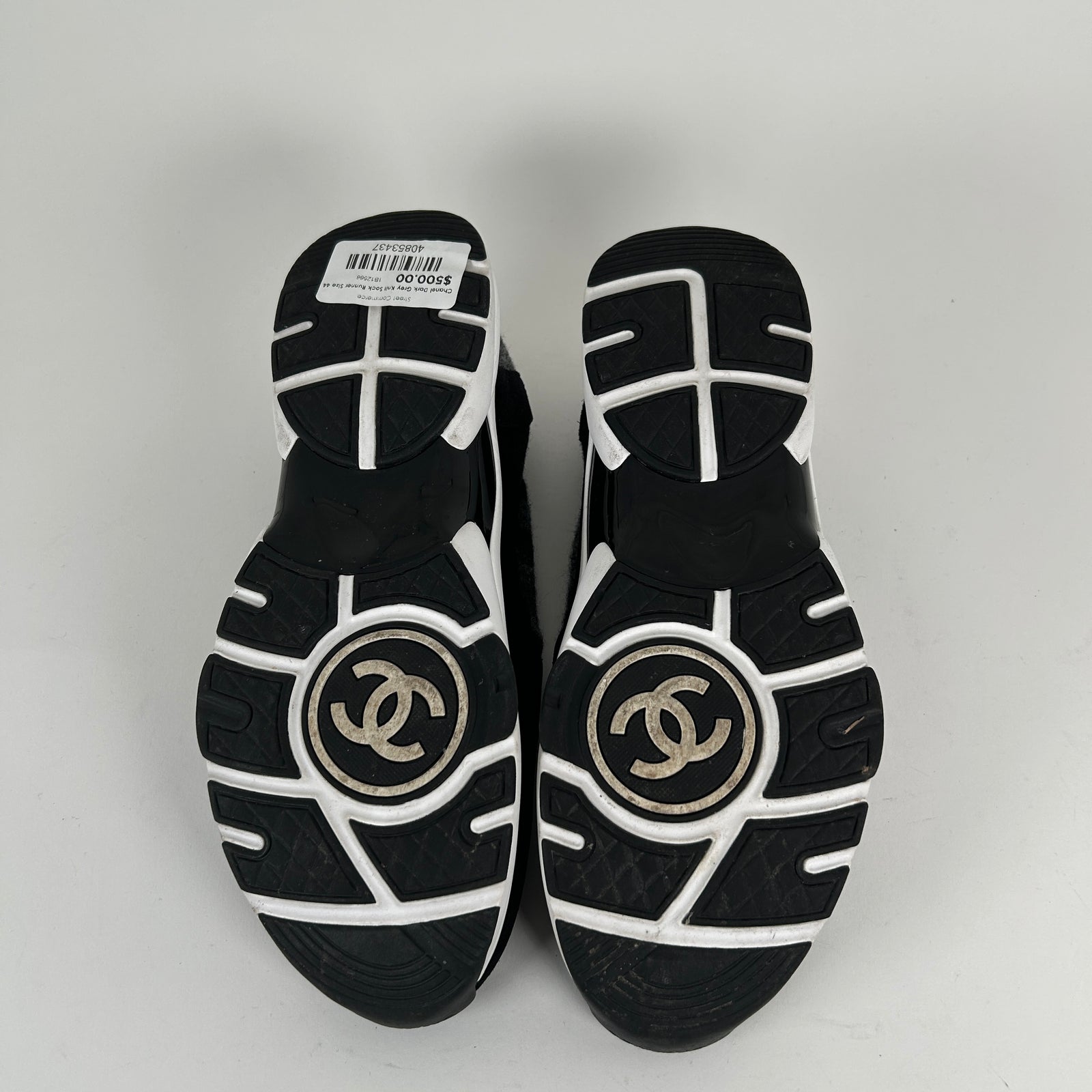 Chanel Dark Grey Knit Sock Runner Size 44