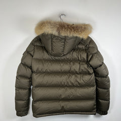 Moncler Olive Mayaf Hooded Fur Jacket Size 4
