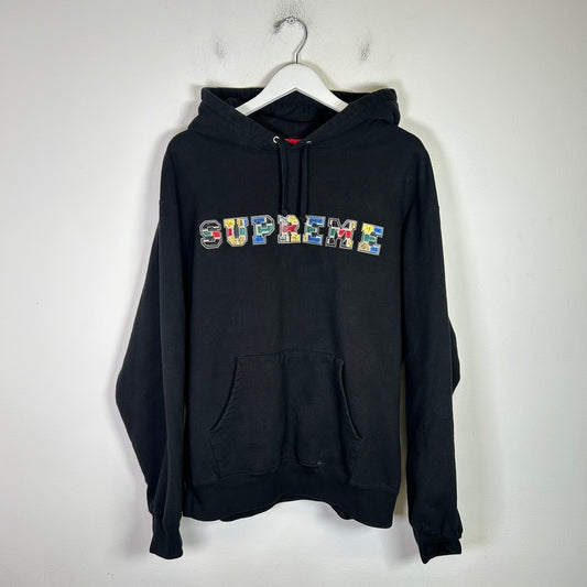 Supreme Collegiate Leather Patchwork Hoodie