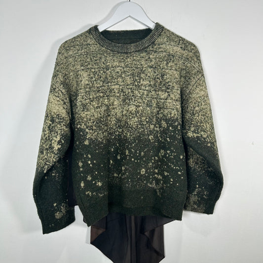 Maison Margiela Green Discharge Wool Scarfed Sweater Size M