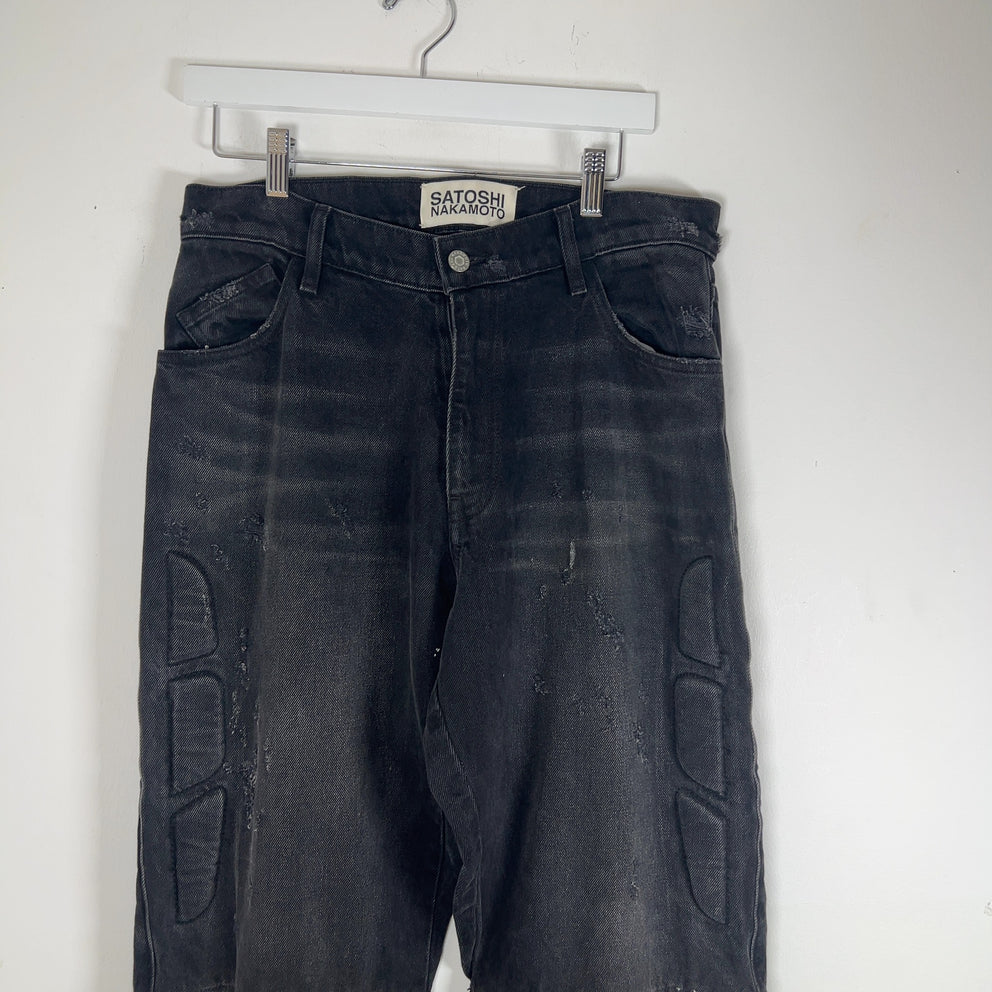Satoshi Nakamoto Enduro Padded Distressed Black Jeans