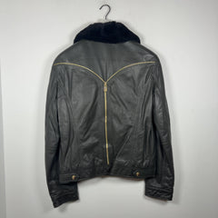 Versace Deer & Rabbit Fur Zipper Leather Jacket