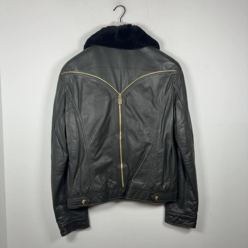 Versace Deer & Rabbit Fur Zipper Leather Jacket