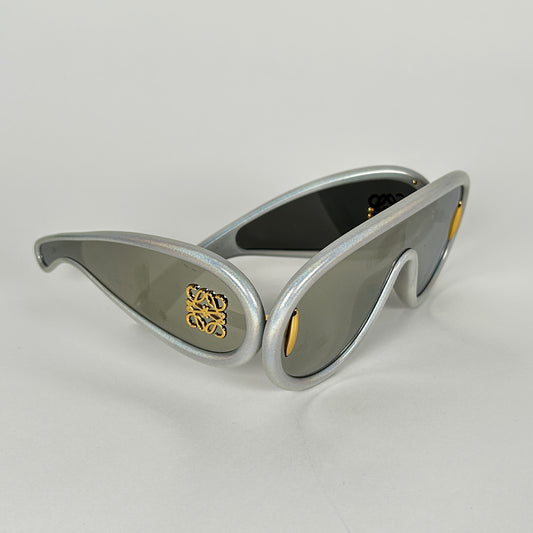 Loewe Wave Anagram Mask Silver Glitter Sunglasses