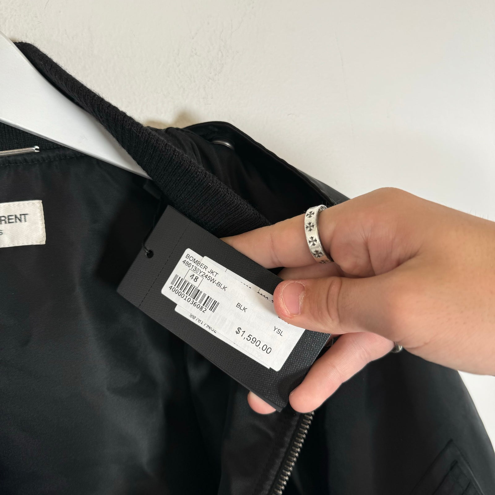 Saint Laurent Black Nylon MA-1 Bomber Size 48