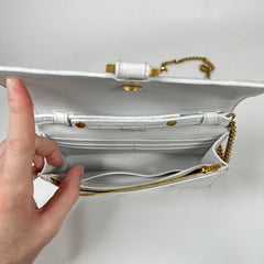 Balenciaga White XS Hourglass Croc Embossed Leather Bag