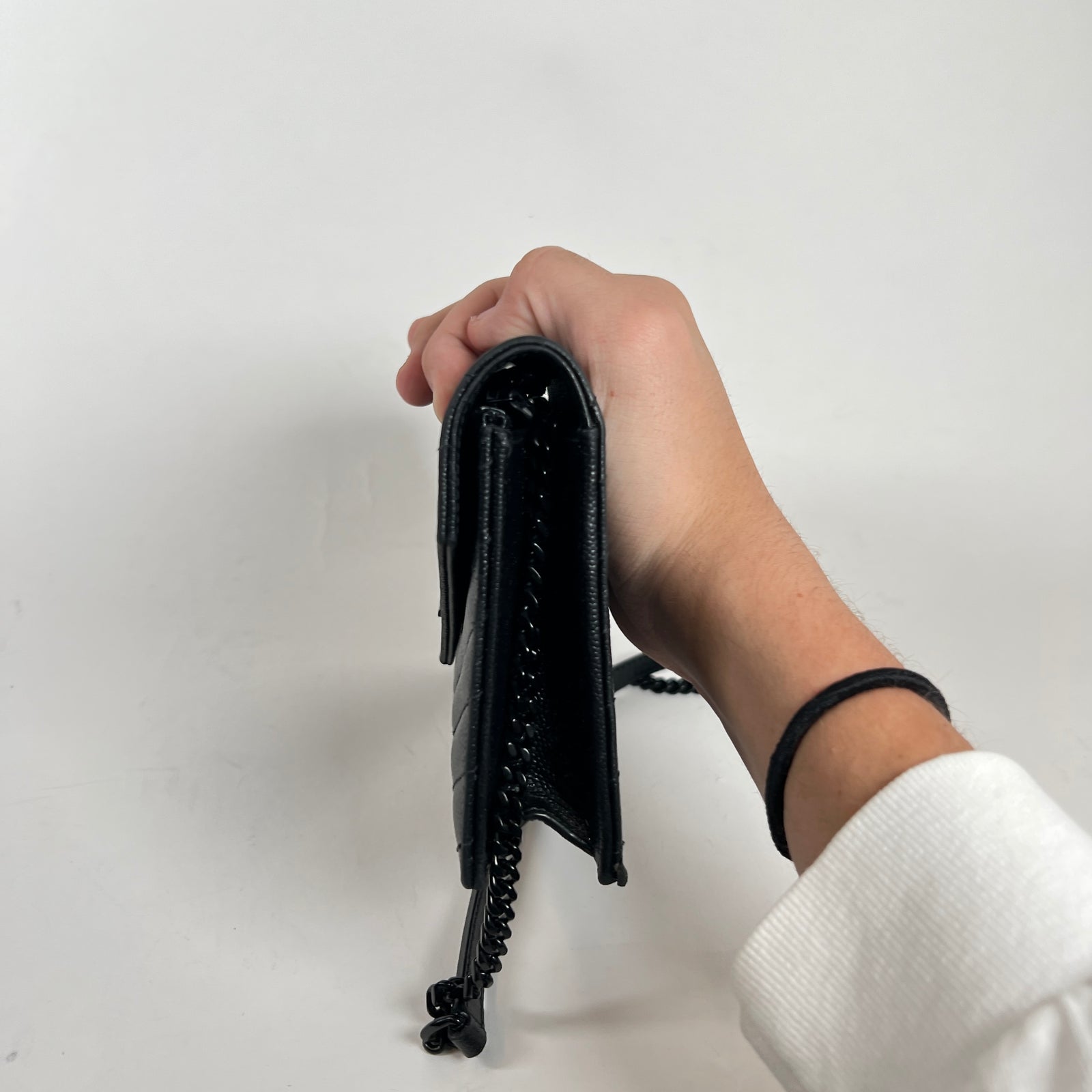 Saint Laurent Wallet On Chain Matelasse Envelope Caviar