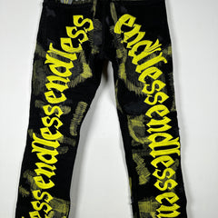 Endless Black/Yellow Embroidered Jeans Size 28