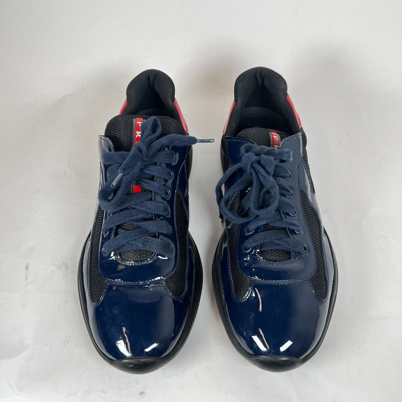 Prada Blue/Red Patent Leather America Cups Size 10