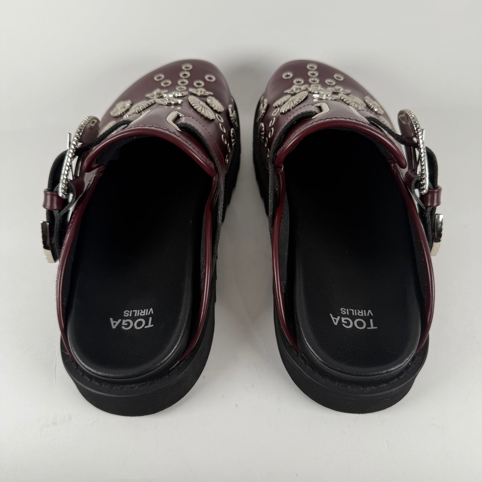 Toga Virilis Red Studded Slip-On Mules Size 8