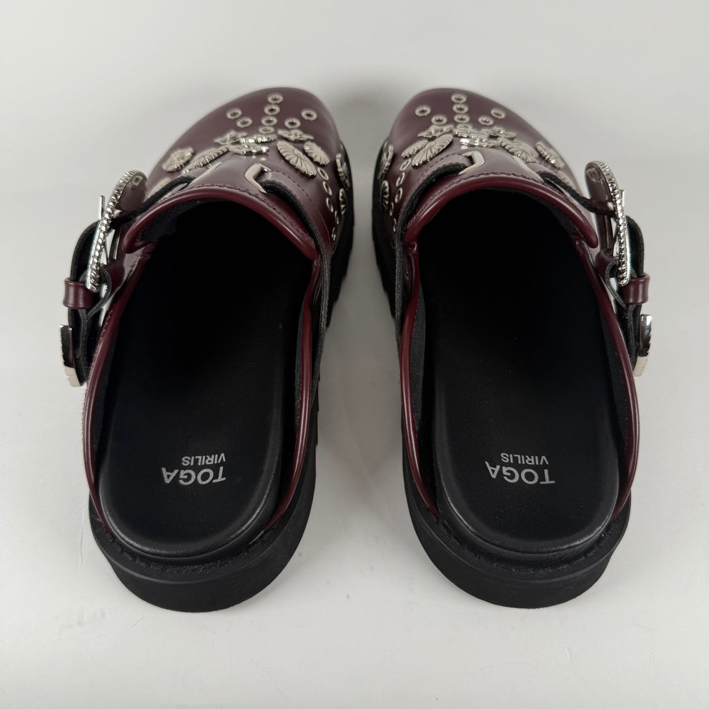 Toga Virilis Red Studded Slip-On Mules Size 8