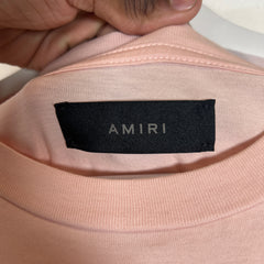 Amiri Pink Flocked Logo T-Shirt Size M