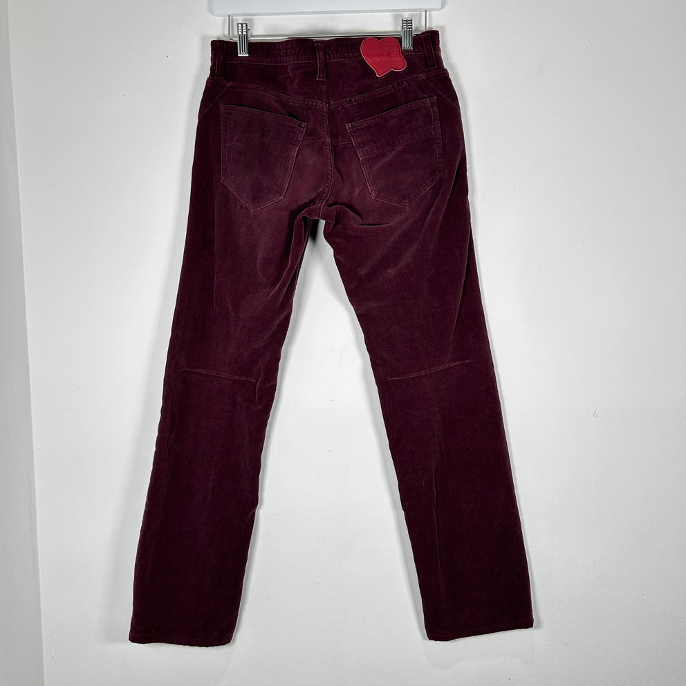 Number (N)ine Pain Burgundy Corduroy Pants Size 28x32