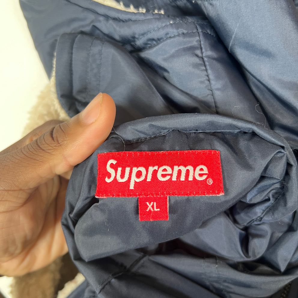 Supreme Navy Sherpa Reversible Vest Size XL