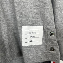 Thom Browne Grey Three Stripe LS Shirt Size L