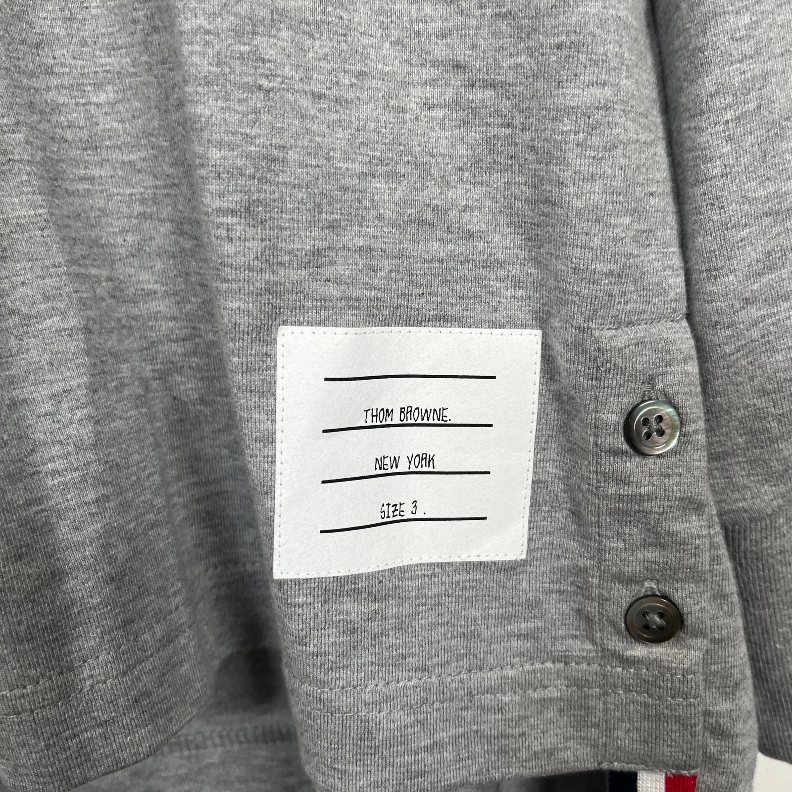 Thom Browne Grey Three Stripe LS Shirt Size L