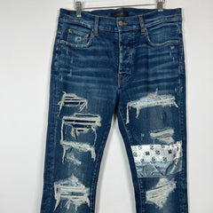 Amiri Dark Blue MA Paisley Skinny Jeans Size 34