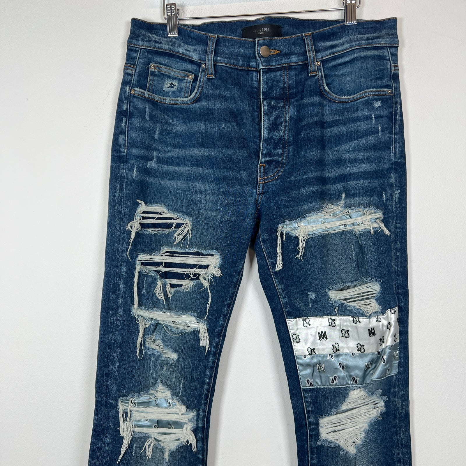 Amiri Dark Blue MA Paisley Skinny Jeans Size 34