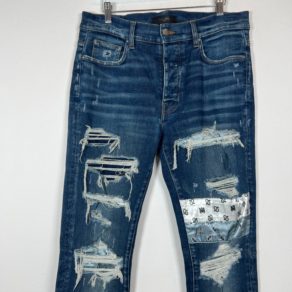 Amiri Dark Blue MA Paisley Skinny Jeans Size 34