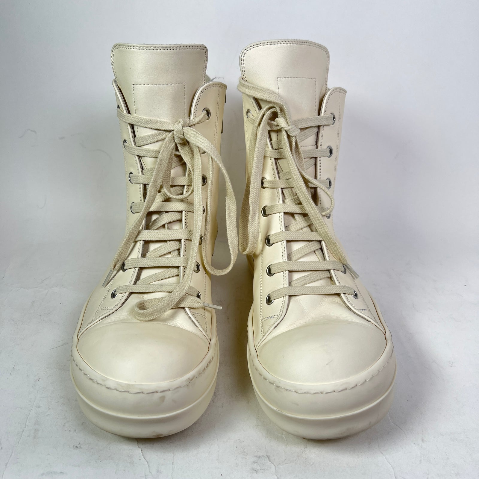 Rick Owens Milk Mainline Leather High-Top Ramones