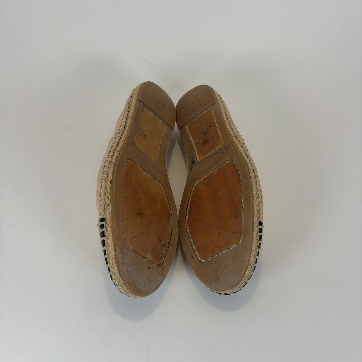 Chanel Leather Logo Espadrilles Flats
