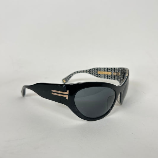 Marc Jacobs Black Gradient Acetate Oval Sunglasses