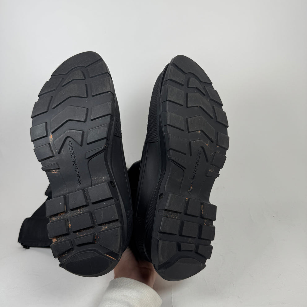 Alexander McQueen Black Knee High Tread Slick Boots Size 42