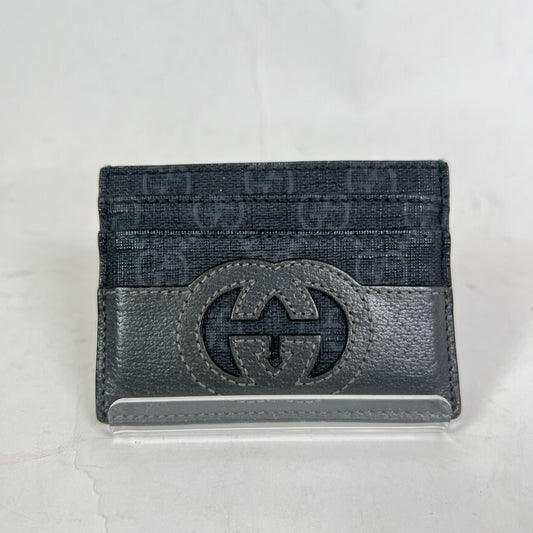 Gucci Black Interlocking GG Supreme Cut-Out Card Holder