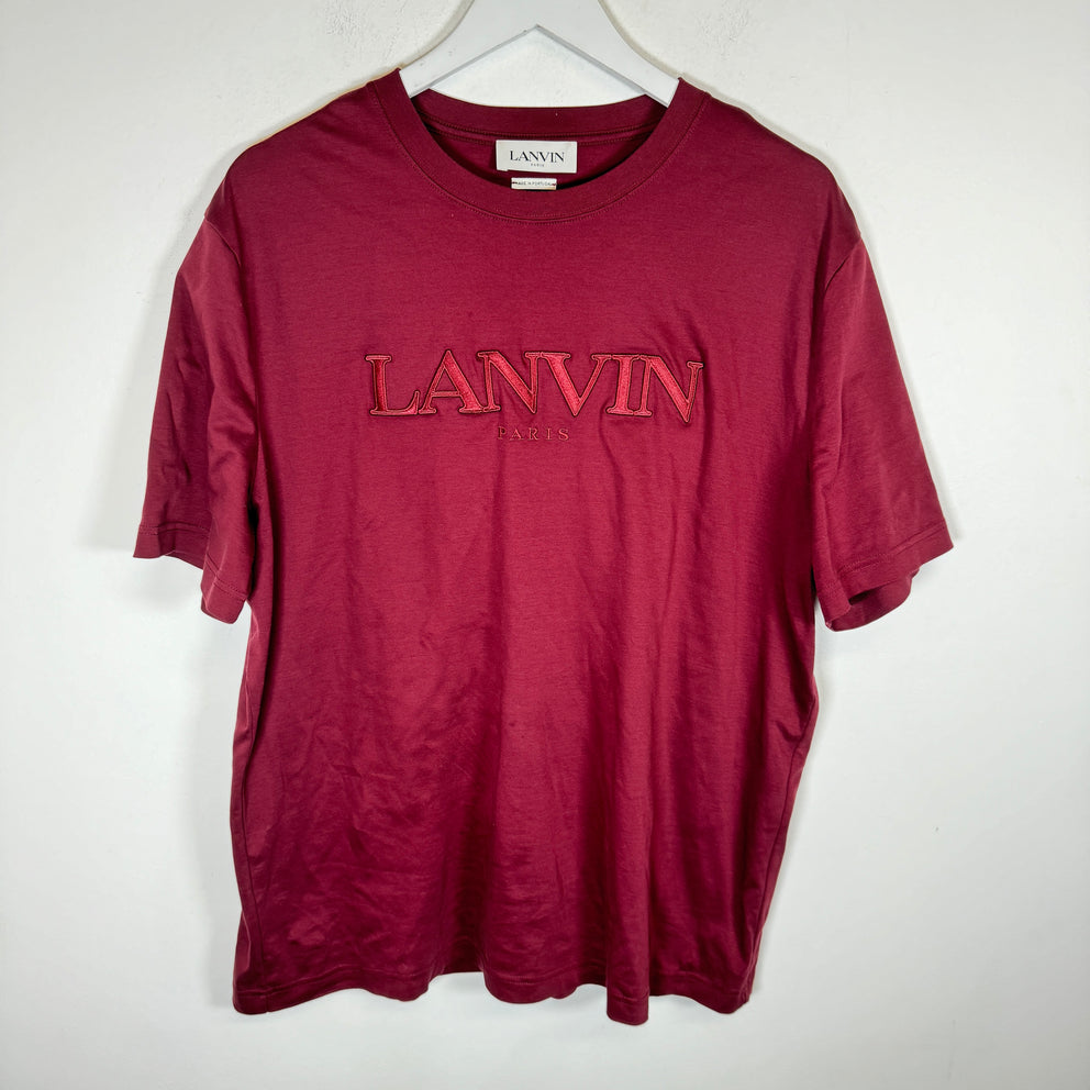 Lanvin Burgundy Logo Tee Size L